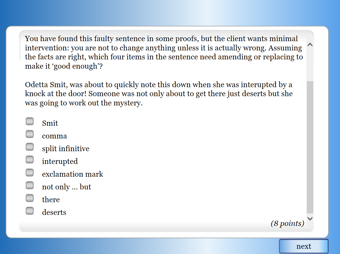 Sample test question 3